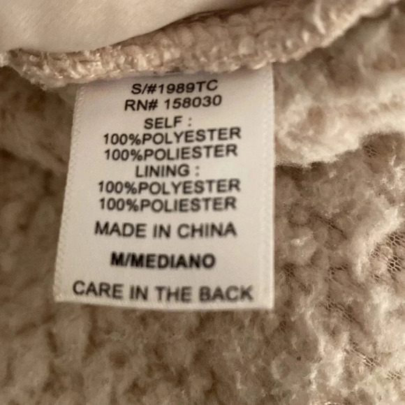 Love Tree plush Sherpa pullover size medium cream quarter zip - Picture 5 of 6